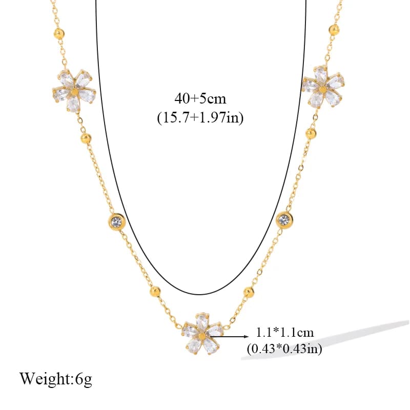 Bộ trang sức hoa zirconia trắng