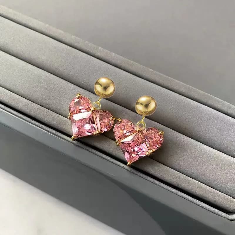 Hoa Tai Đeo Giọt Nước Đá Zircon Pha Lê Thép Không Gỉ
