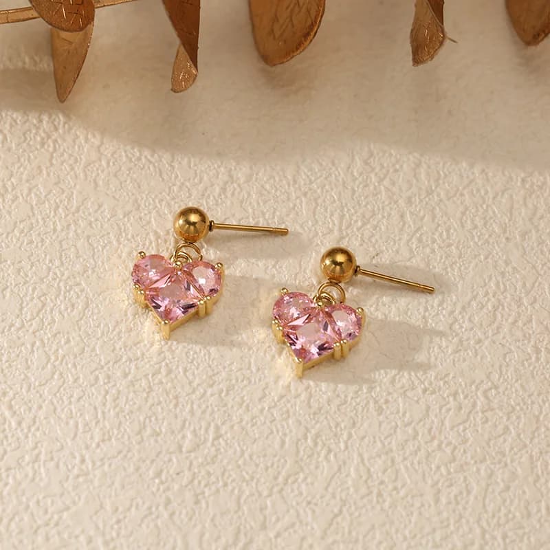 Hoa Tai Đeo Giọt Nước Đá Zircon Pha Lê Thép Không Gỉ