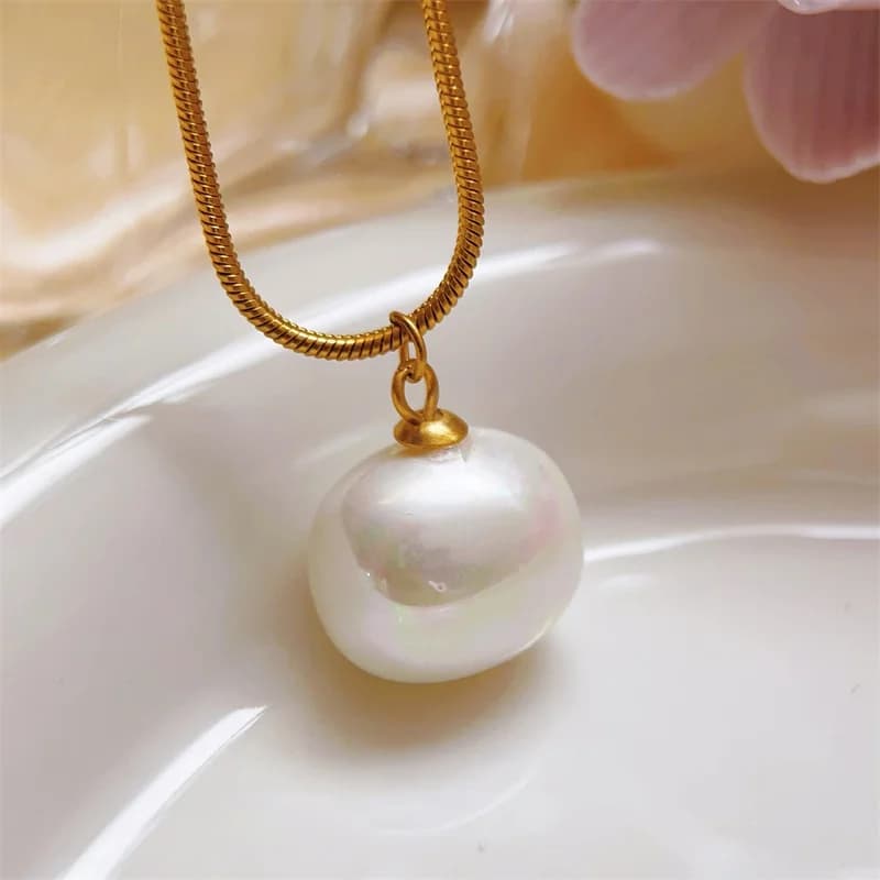 Dây Chuyền Mặt Ngọc Trai Lấp Lánh Mạ PVD