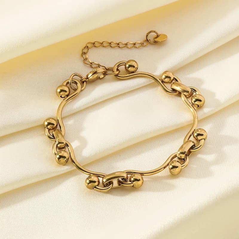 Vòng tay Charm trái tim màu vàng thép không gỉ 316L