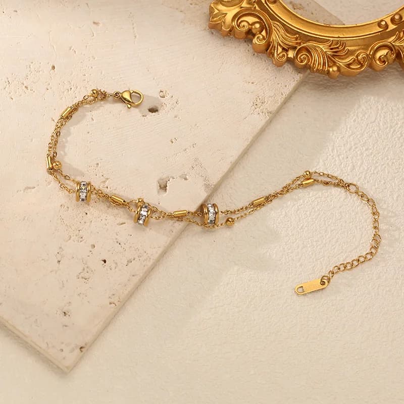 Vòng Tay Đính Đá Zircon Tổng Hợp Mạ Vàng 18K