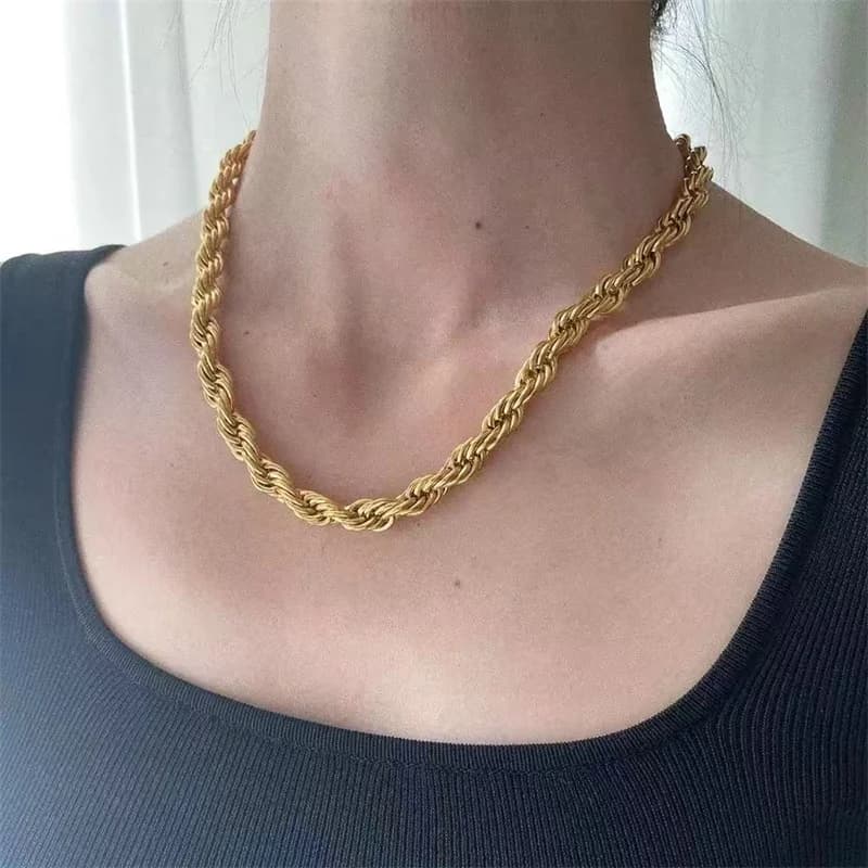 Dây Chuyền Cổ Twist Chain Statement, Mạ Vàng