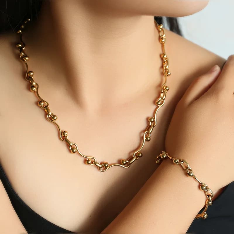 Round Beads Handmade Necklace and Bracelet Set
