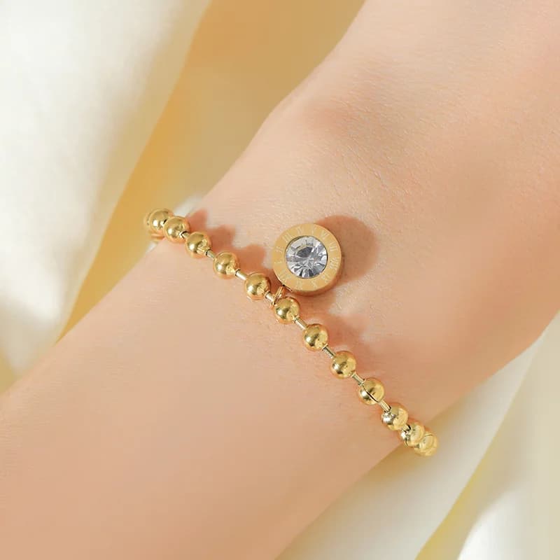 Bộ Trang Sức Thép Không Gỉ 316L Hình Số La Mã Đính Đá Zircon