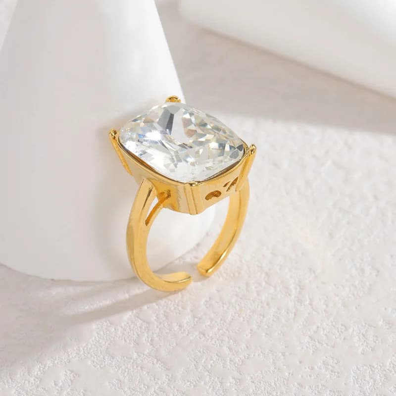 Abalone Shell Adjustable Open Ring, Stainless Steel
