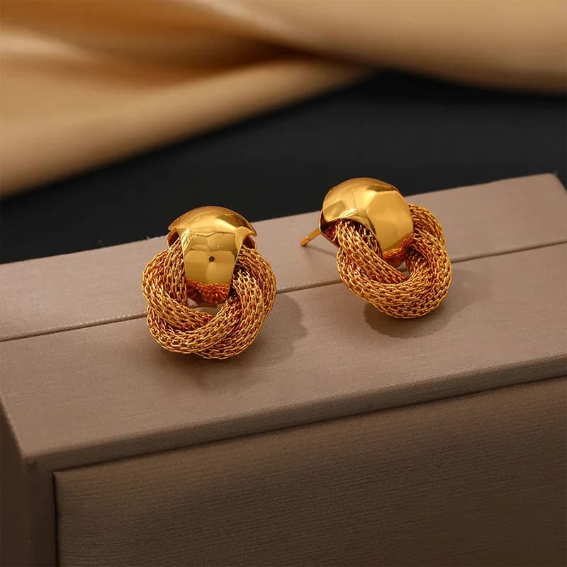 Geometric C-Shaped Zircon Stud Earrings
