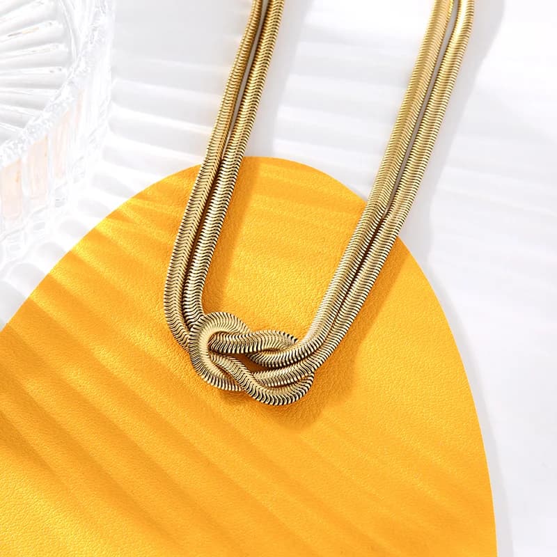 Dây chuyền xích nút thắt, mạ vàng 18K